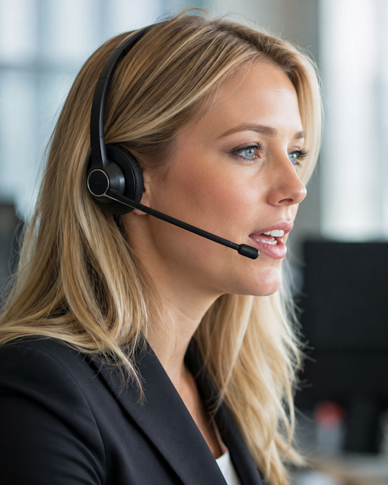 Professional StatCall answering agent wearing a headset